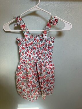 Janie and Jack Girls Floral Smocked Romper, Size 6, 100% Cotton